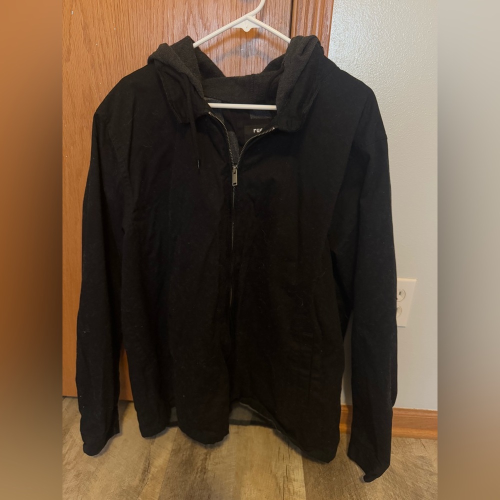Rue 21 black coat XXL  with black/grey flannel lining, warm good condition